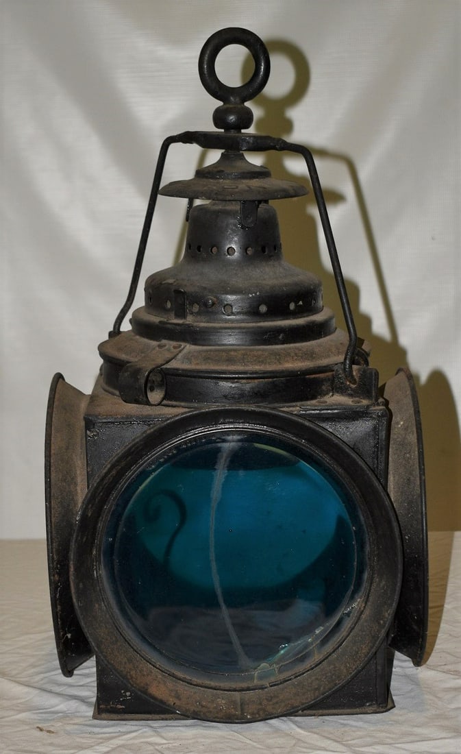 RARE EARLY GRAY SWITCHMAN'S LANTERN, BOSTON, C. 1850 (1 of 9)