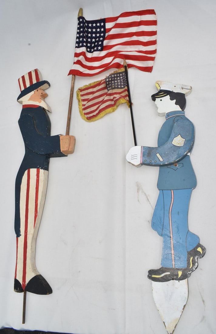 FOLK ART CARVED/PAINTED UNCLE SAM/MILITARY MAN (1 of 7)