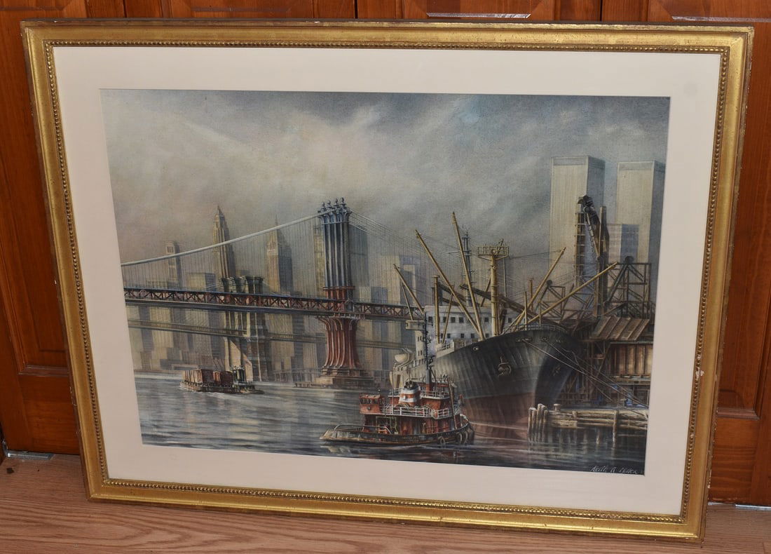 W/C NEW YORK HARBOR SIGNED KEITH R. MILLER, 1981 (1 of 9)
