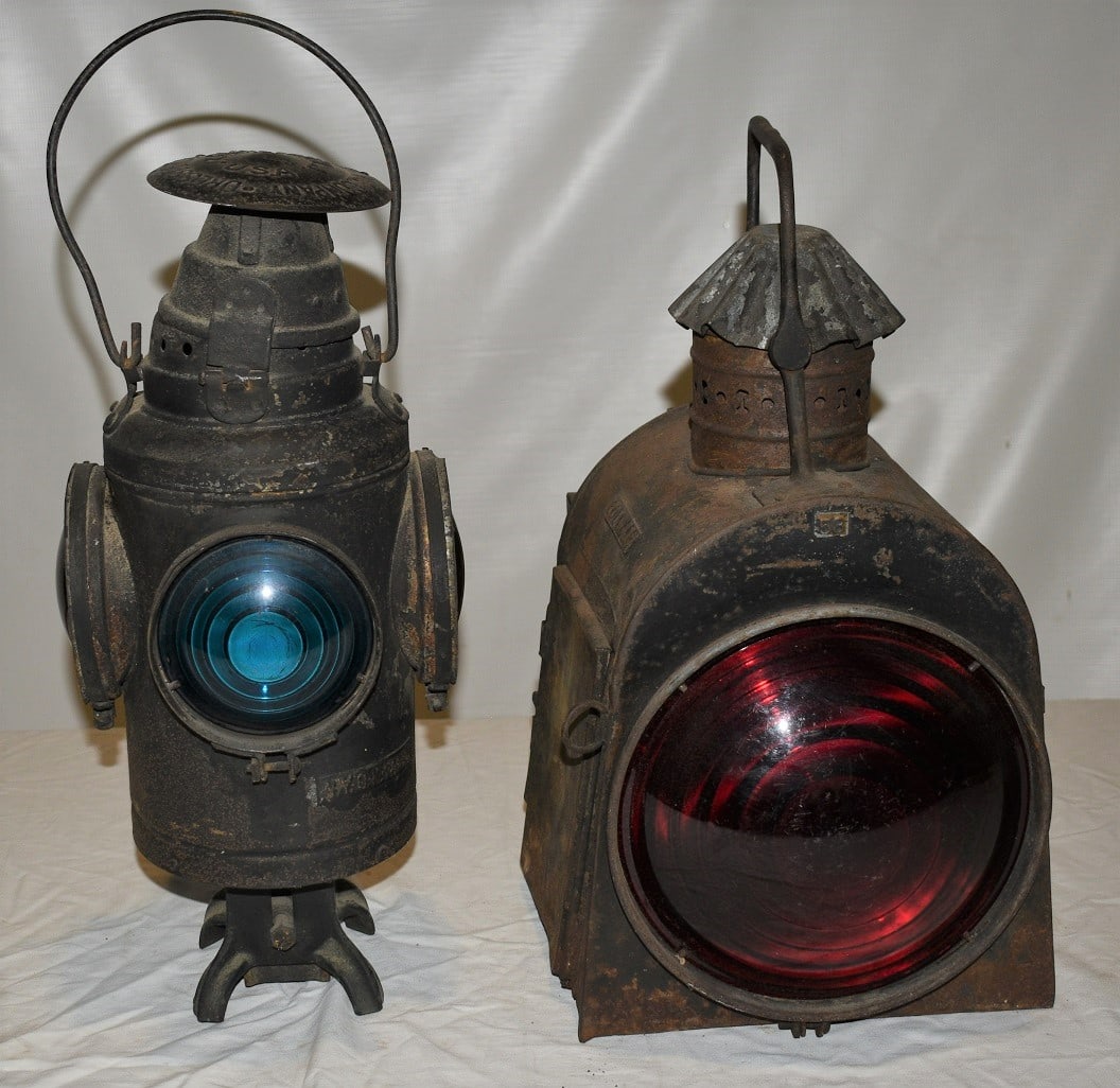 LOT (2) EARLY N.Y.O. & W. RAILROAD LANTERNS, 19TH C. (1 of 15)