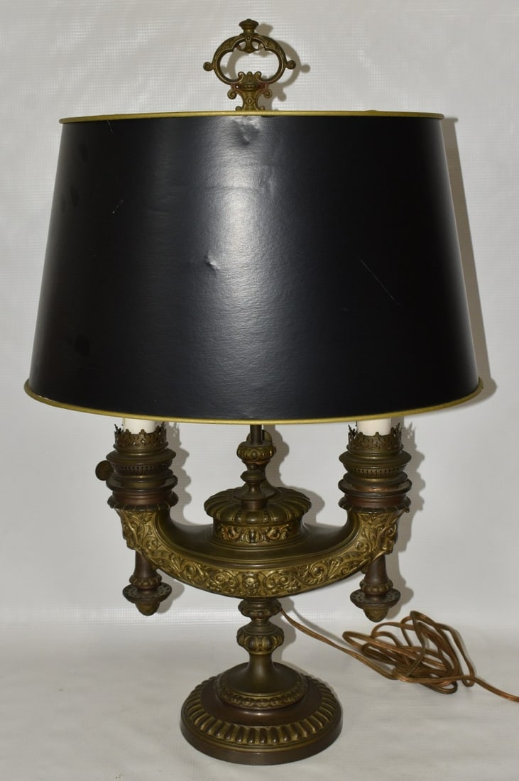 VICT. BRONZE SIGNED WILD & WESSEL DOUBLE STUDENT LAMP (1 of 17)