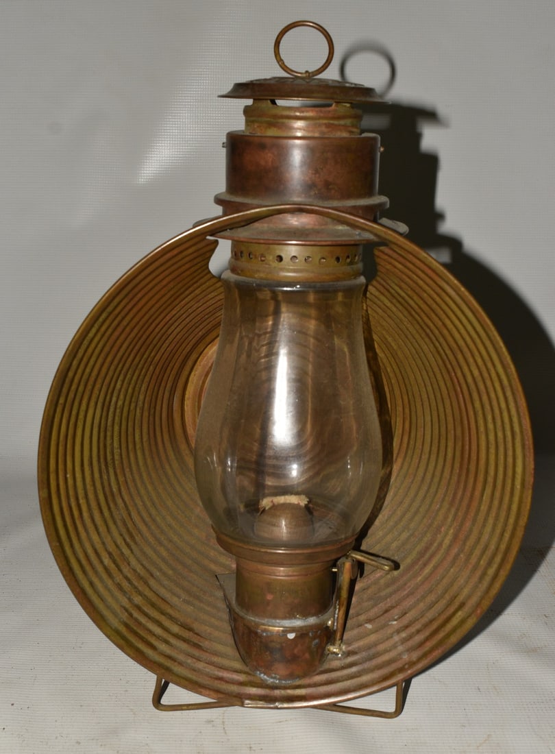 RARE TALLIN MFG. & CO. BRASS INSPECTORS LANTERN: RARE TALLIN MFG. & CO. BRASS INSPECTORS LANTERN, C. 1888, H. 16"