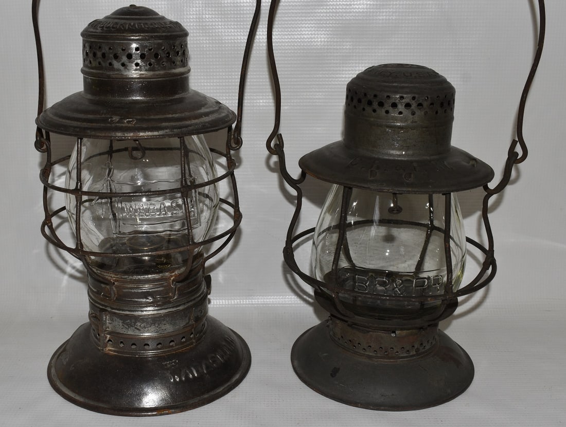 (2) EARLY RAILROAD LANTERNS INCL. WABASH RR, BR & P. RY (1 of 17)