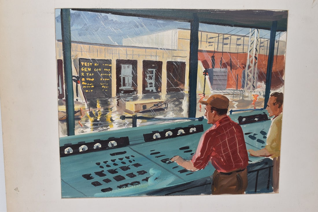 W/C GOUACHE ILLUS. FOR GENERAL MOTORS SIGNED JOHN GOULD (1 of 5)