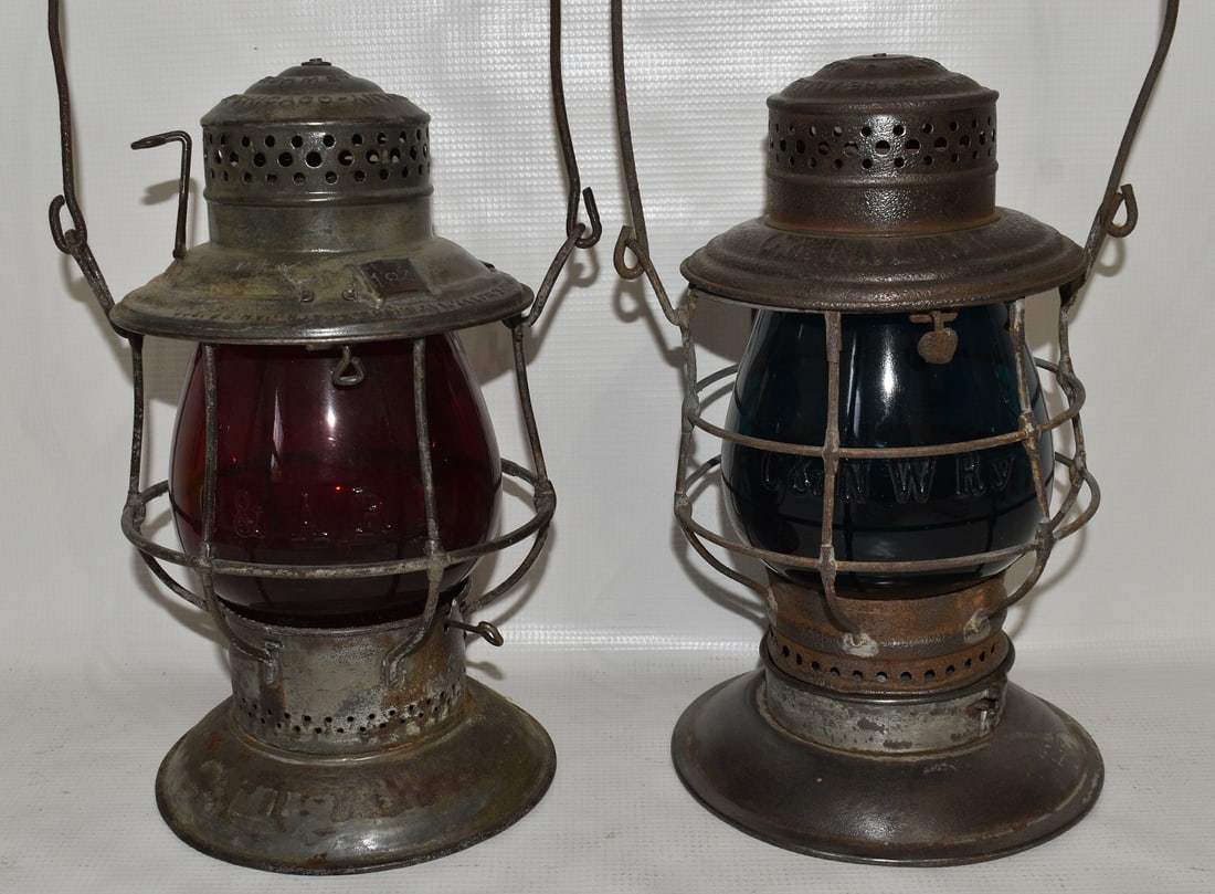 2 EARLY RAILROAD LANTERNS INCL. C & N.W. RR, C & A. RR (1 of 19)