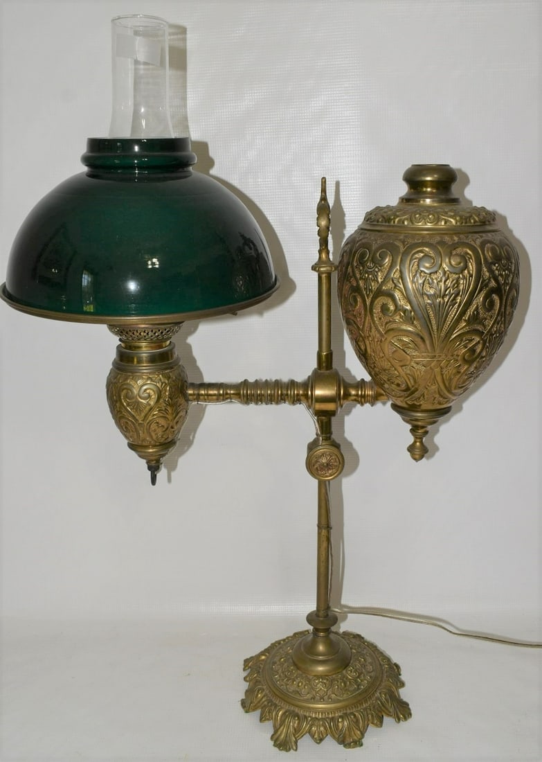 EXCEPTIONAL VICTORIAN JEWELED STUDENT LAMP, 19TH C. (1 of 10)