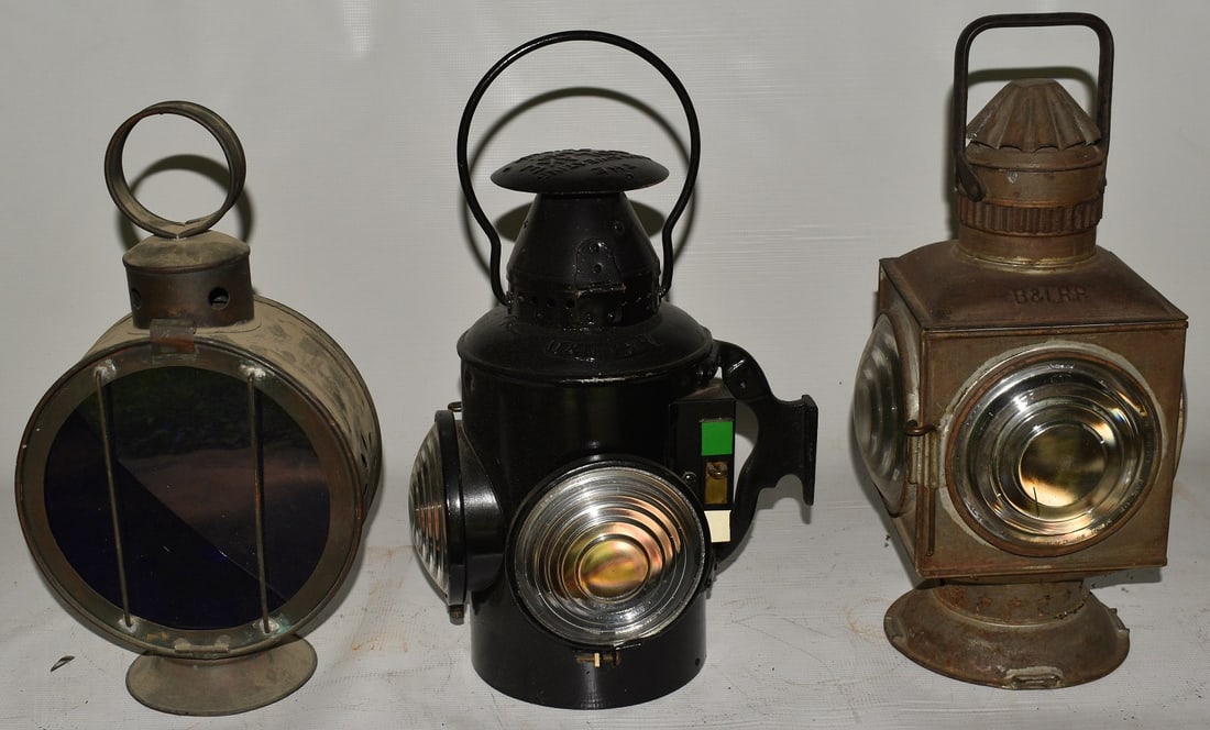 (3) EARLY RAILROAD LANTERNS, B & ARR, O & MVRR, B & LRR (1 of 18)