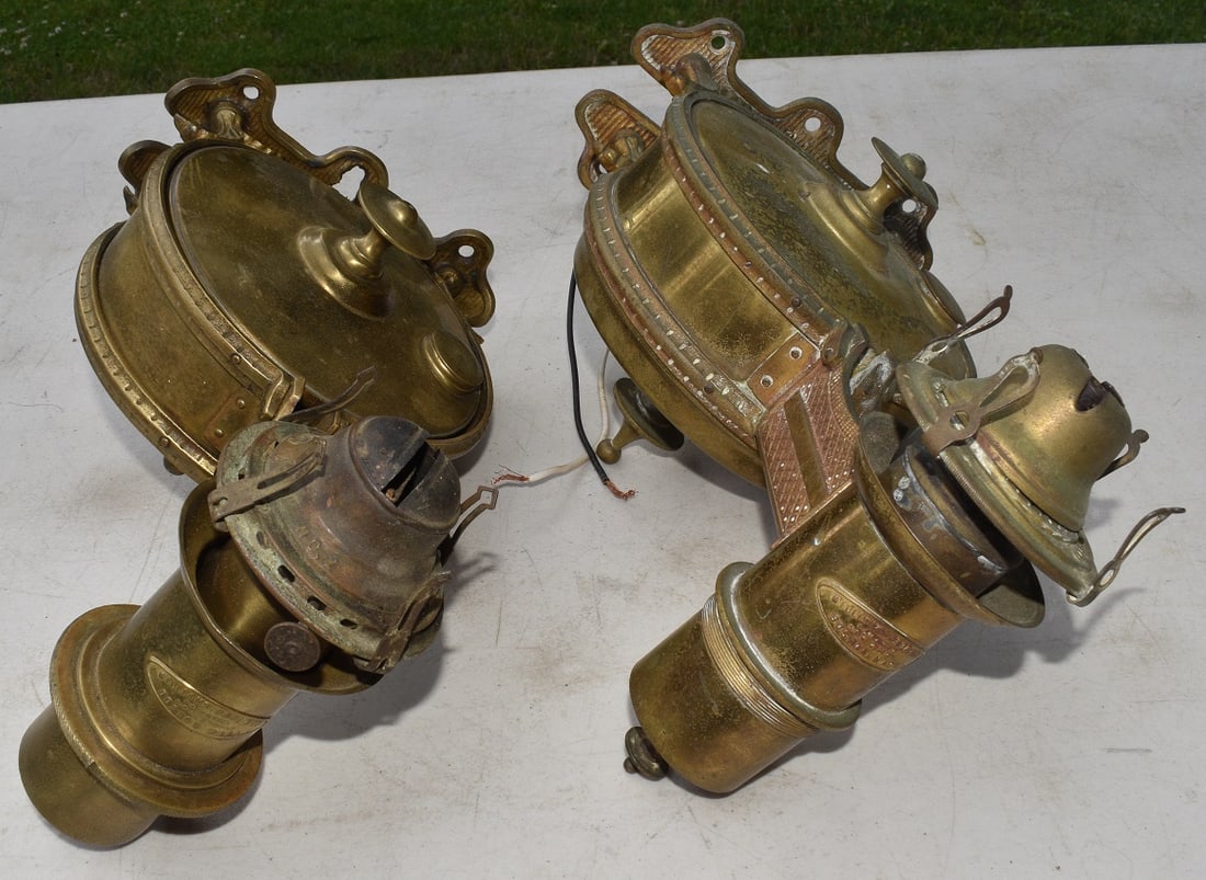 RARE PR. RR PALACE/PARLOR CAR SIDE LAMPS SIGNED (1 of 10)