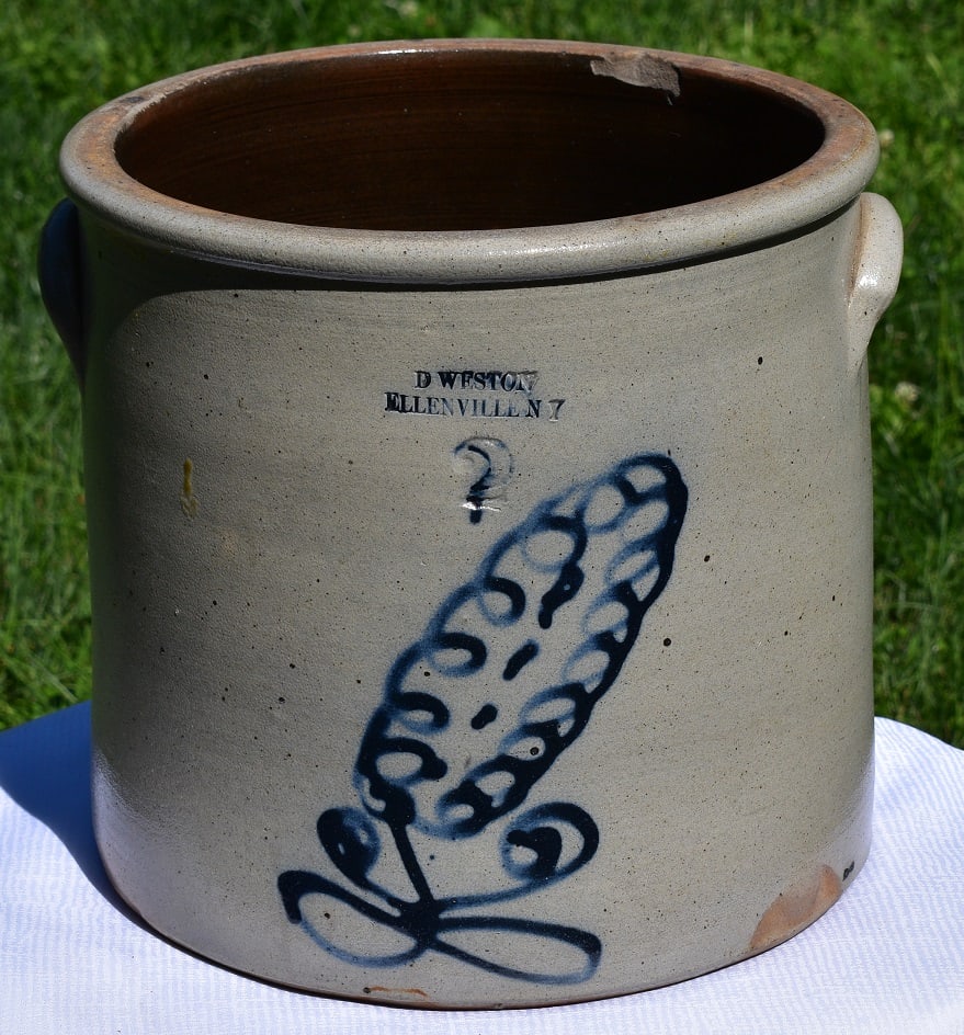 D. WESTON 2 GALLON SALT GLAZED STONEWARE CROCK (1 of 10)