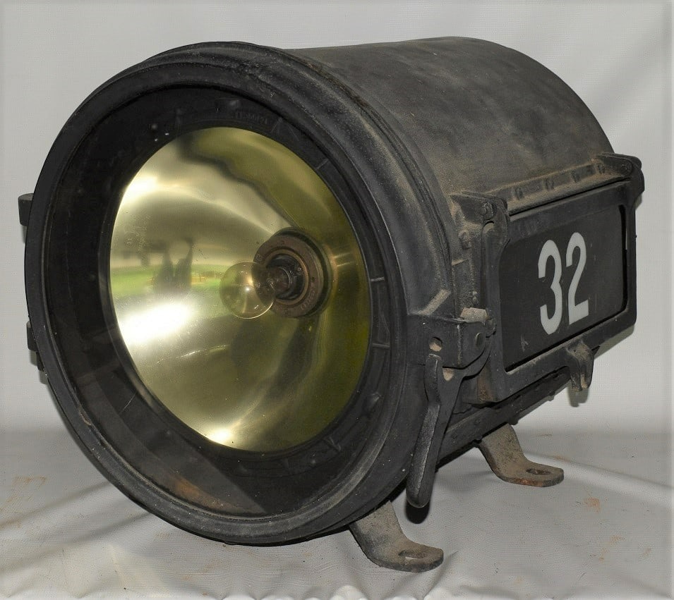 RARE LOCOMOTIVE HEAD LAMP FOR OLD #32, 19/20TH C. (1 of 5)