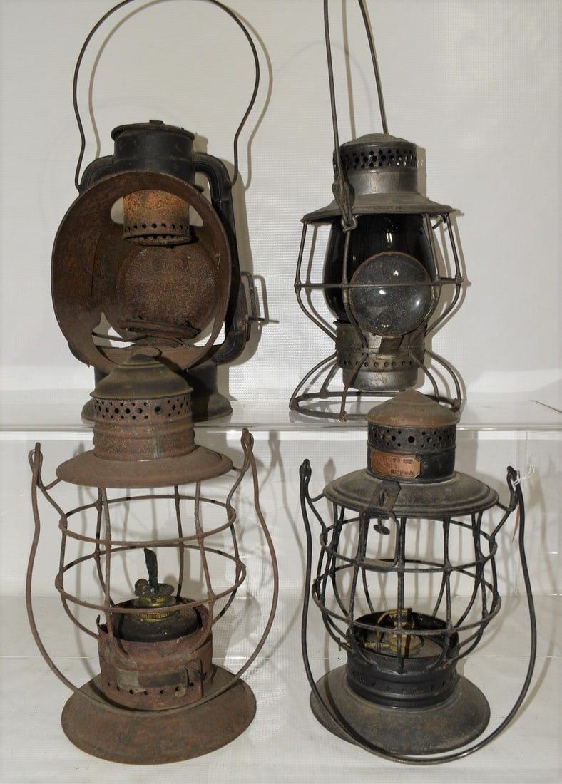 4 EARLY RR LANTERNS INCL. C.P.RY., B & M RR, F.O. DEWEY (1 of 19)