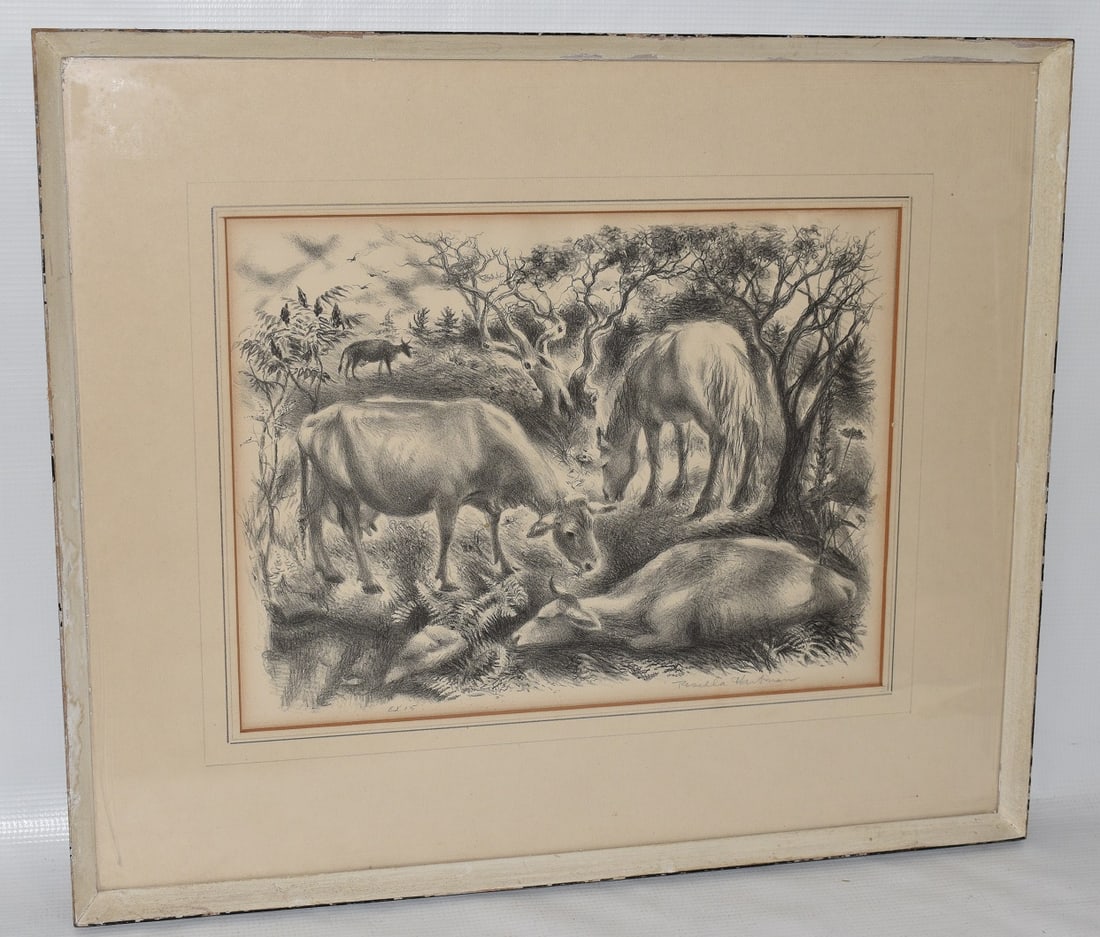LITHOGRAPH "GRAZING" SIGNED ROSELLA HARTMAN (1 of 11)