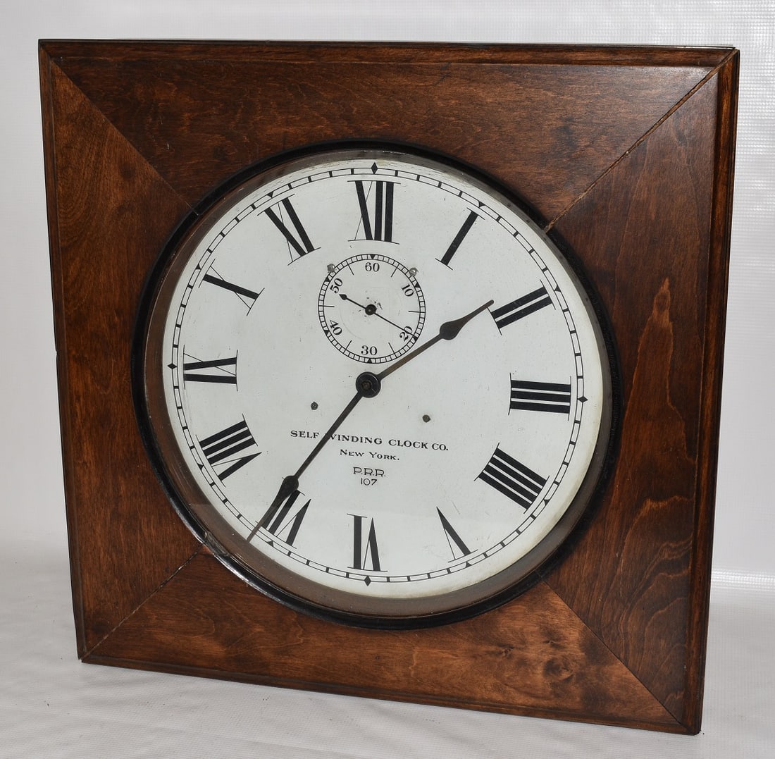 SELF WINDING CLOCK CO. PENN RAILROAD #107 STATION CLOCK (1 of 8)