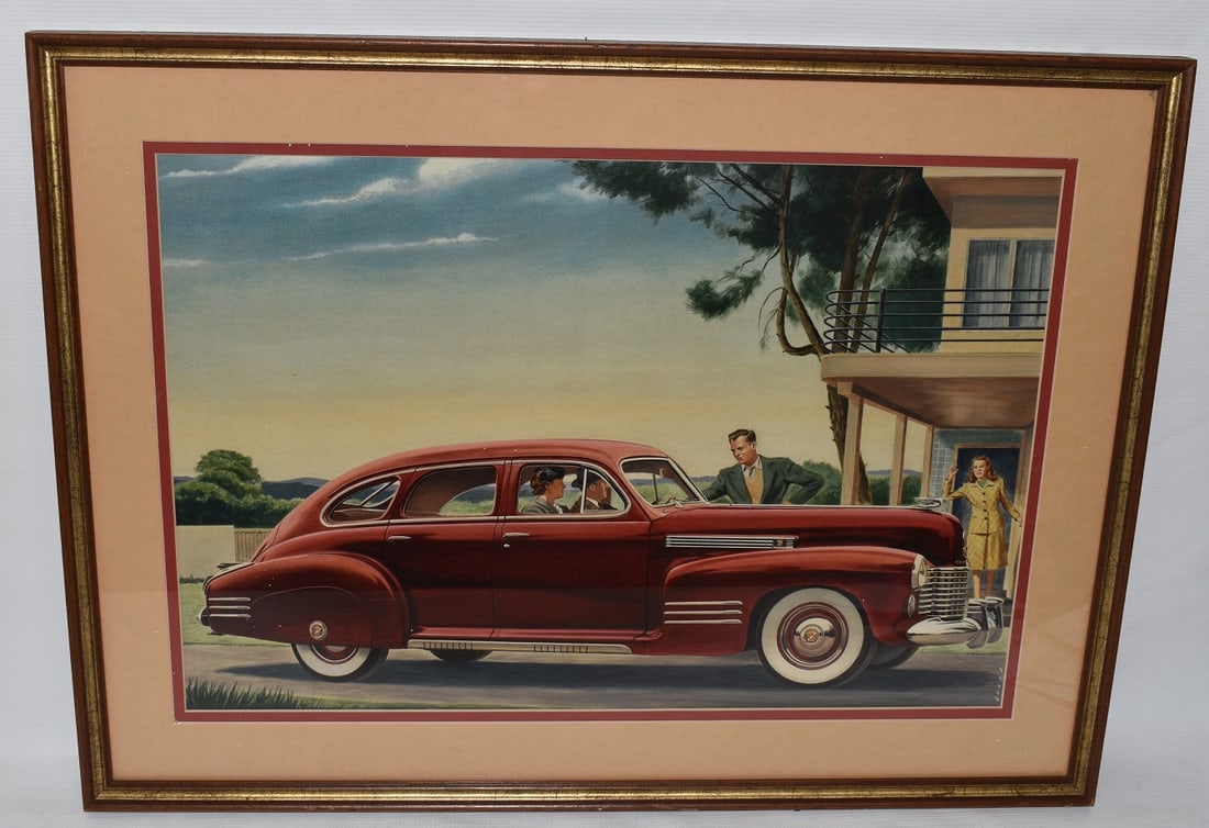 W/C GOUACHE ILLUS. 1941 CADILLAC SERIES 61 SIGNED GOULD (1 of 10)