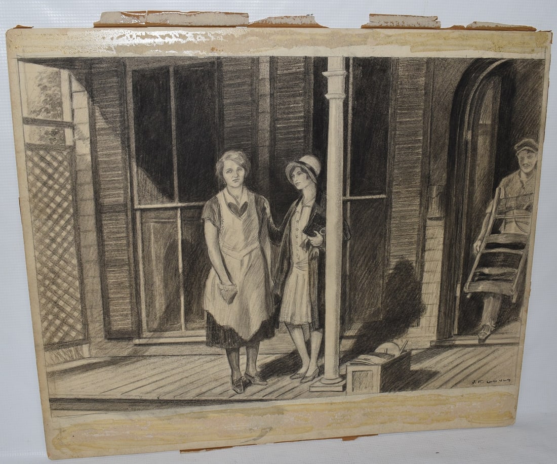 CHARCOAL/GRAPHITE ILLUS. SIGNED J.F. GOULD (1 of 6)