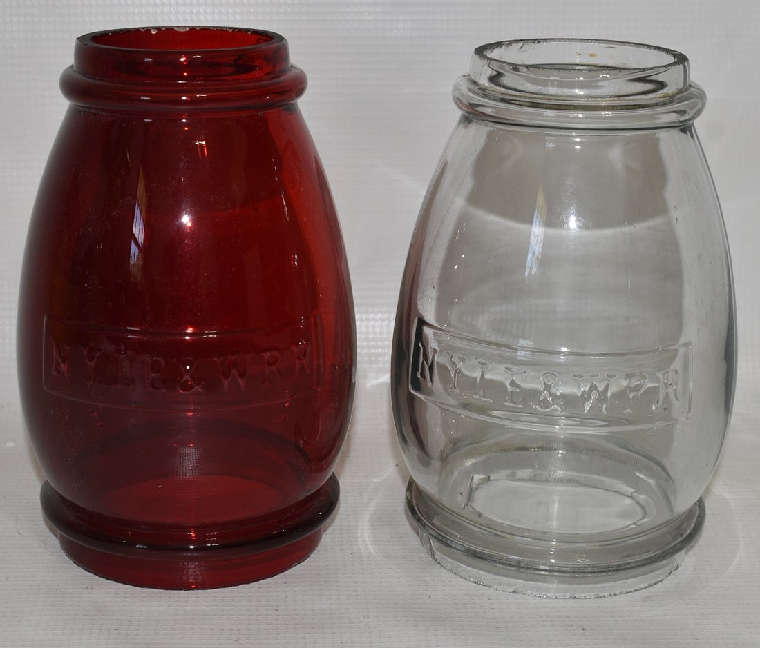 2 RR LANTERN CLEAR/COLORED CAST GLOBES INCL. SMALL FONT (1 of 17)