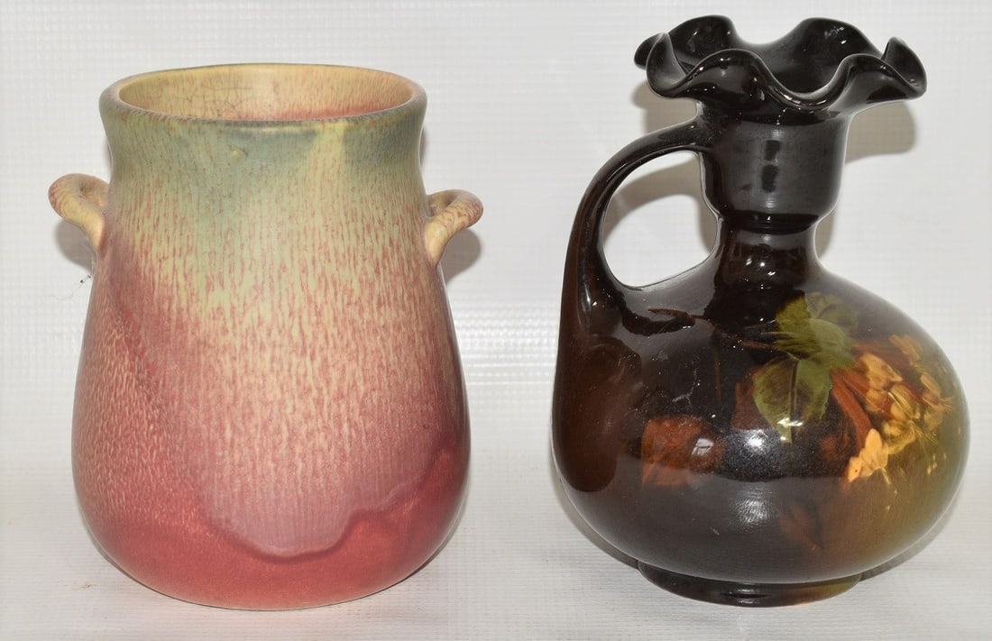LOT (2) ROSEVILLE ART POTTERY VASE/EWER, 19/20TH C. (1 of 14)