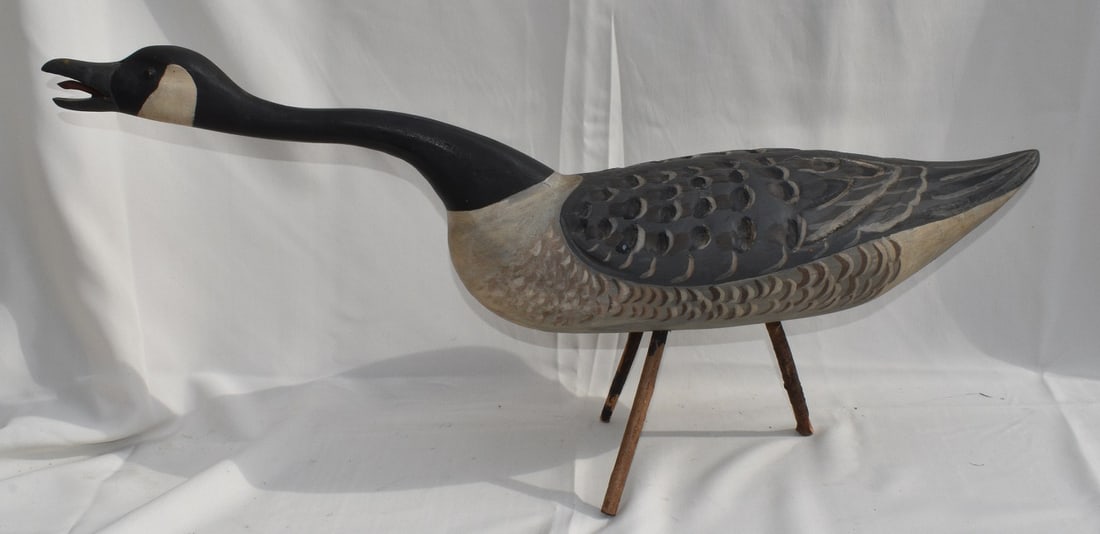 FOLK ART CARVED/PAINTED GOOSE SIGNED OROUTT, 20TH C. (1 of 10)
