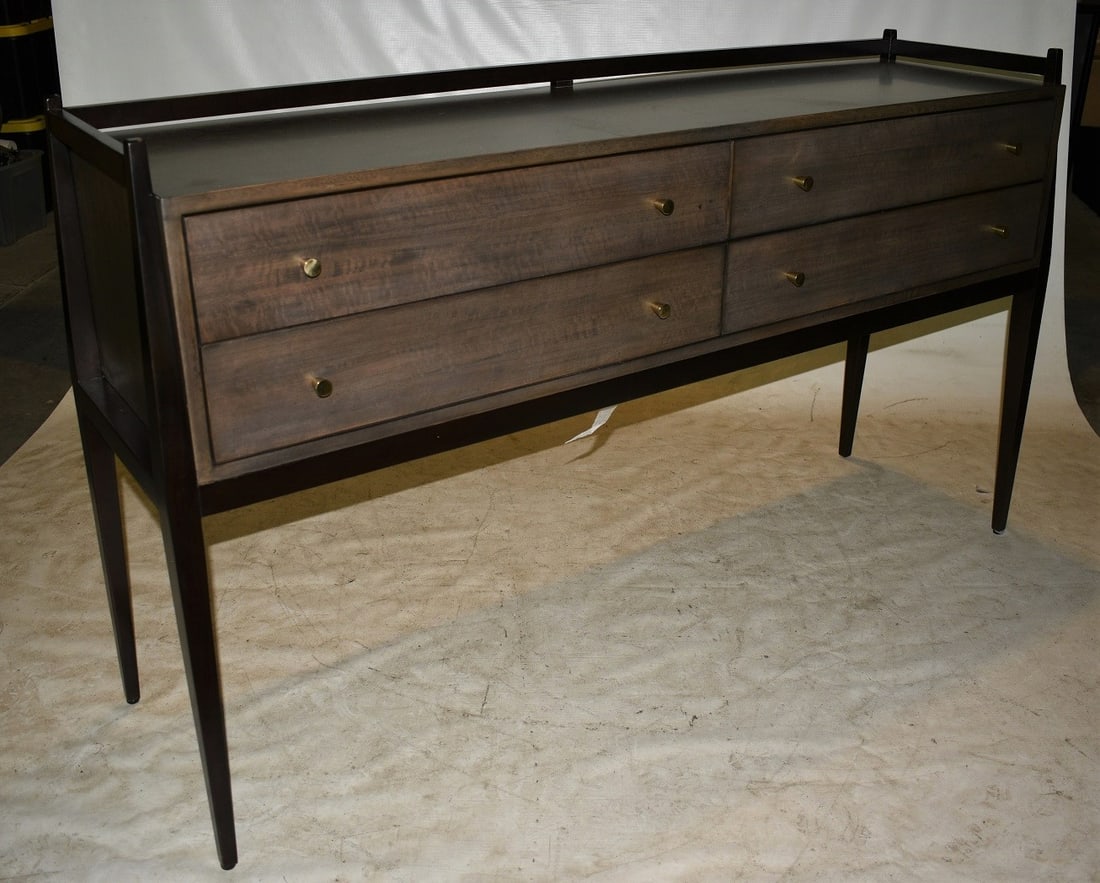 CONTEMP. FURNITURE CONSOLE UNIT SIGNED SELIG & CURRY: CONTEMPORARY FURNITURE CONSOLE UNIT SIGNED SELIG & CURRY & CO., 20TH C., H. 48" W. 55" D. 21"