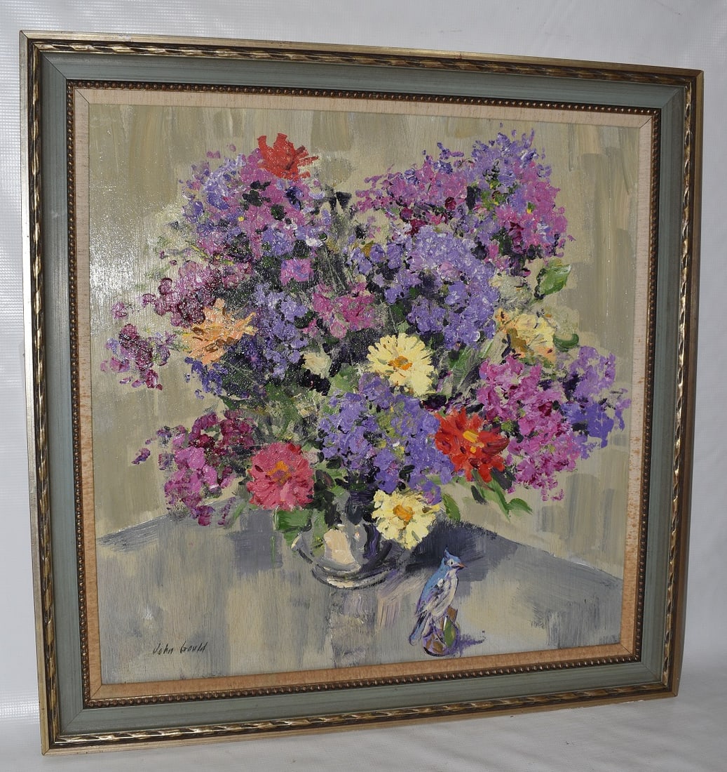 O/M STILL LIFE W/FLOWERS SIGNED JOHN GOULD (1906-1996 NY (1 of 11)