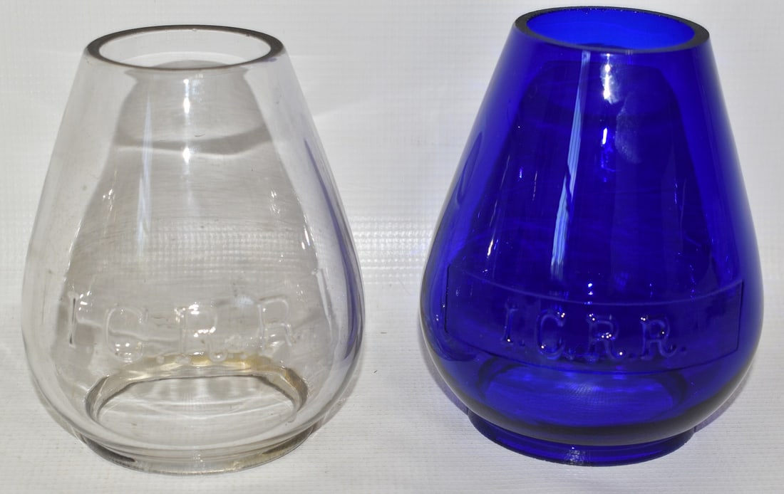 2 RR LANTERN CLEAR/COLORED CAST GLOBES INCL. IL CENTRAL (1 of 11)