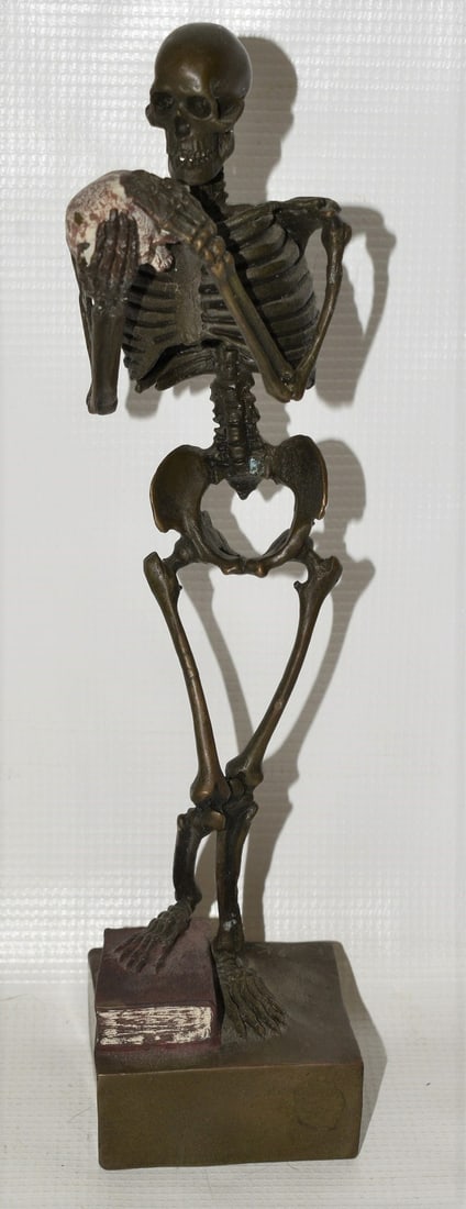 BRONZE MEMENTO MORI (LATIN) REMEMBER DEATH SIGNED KAUBA (1 of 5)