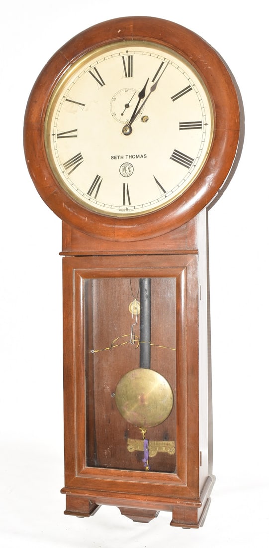 SETH THOMAS MAPLE STAINED LONG DROP #2 REGULATOR CLOCK (1 of 16)