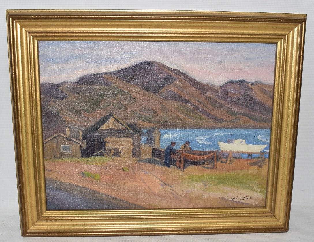 O/B MENDING NETS SIGNED CARL LINDIN (OLAF ERIC) (1 of 6)