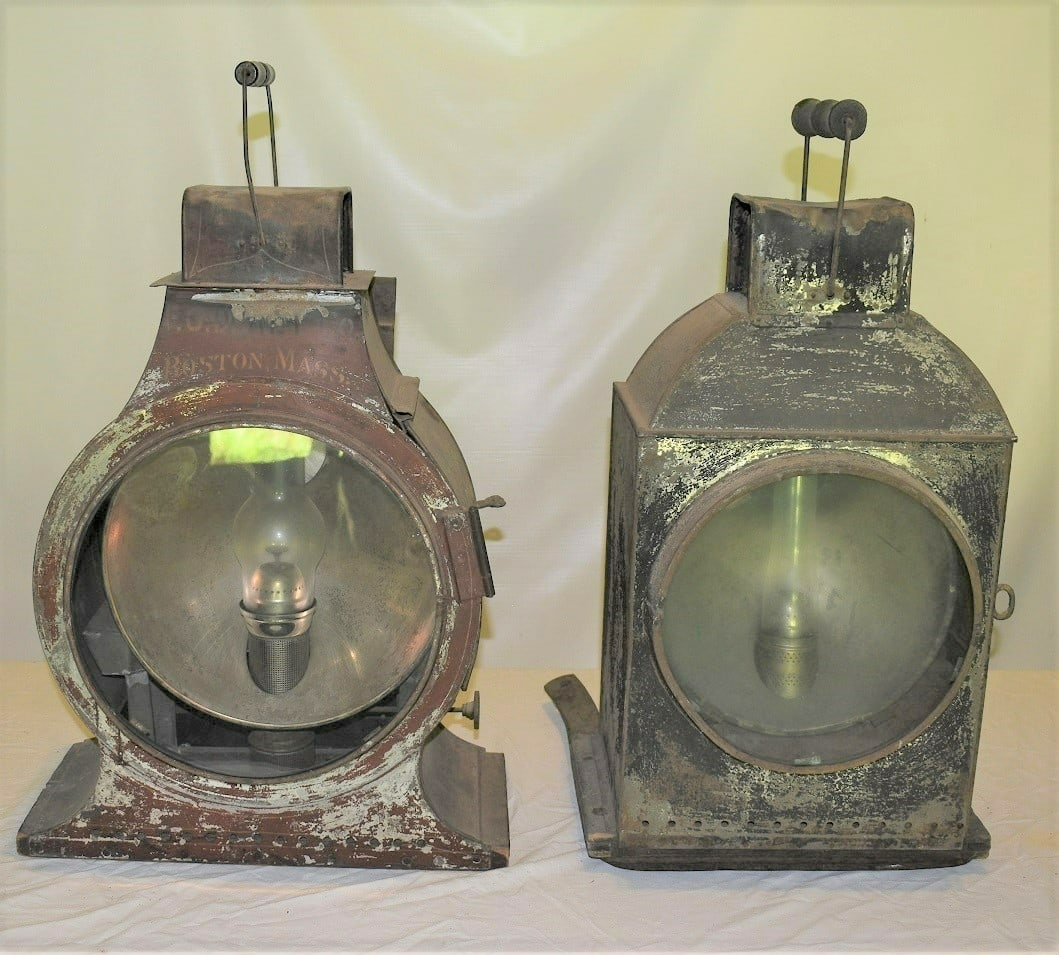 LOT (2) EARLY TOLEWARE RAILROAD LANTERNS, 19TH C. (1 of 15)