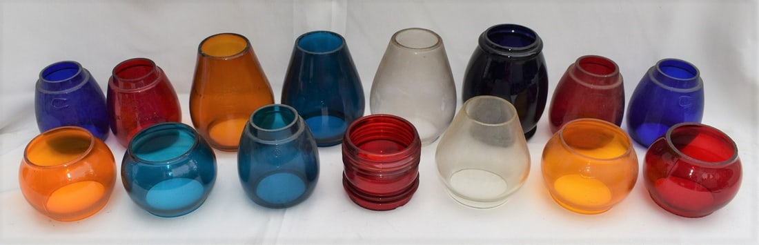 LOT (15) ASSORTED RAILROAD GLOBES INCL. COLORED (1 of 16)