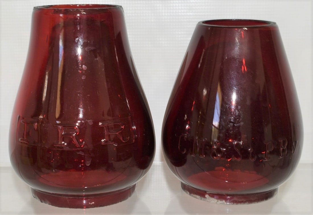 2 RR LANTERN COLORED CAST GLOBES INCL. FITCHBURG RR (1 of 14)