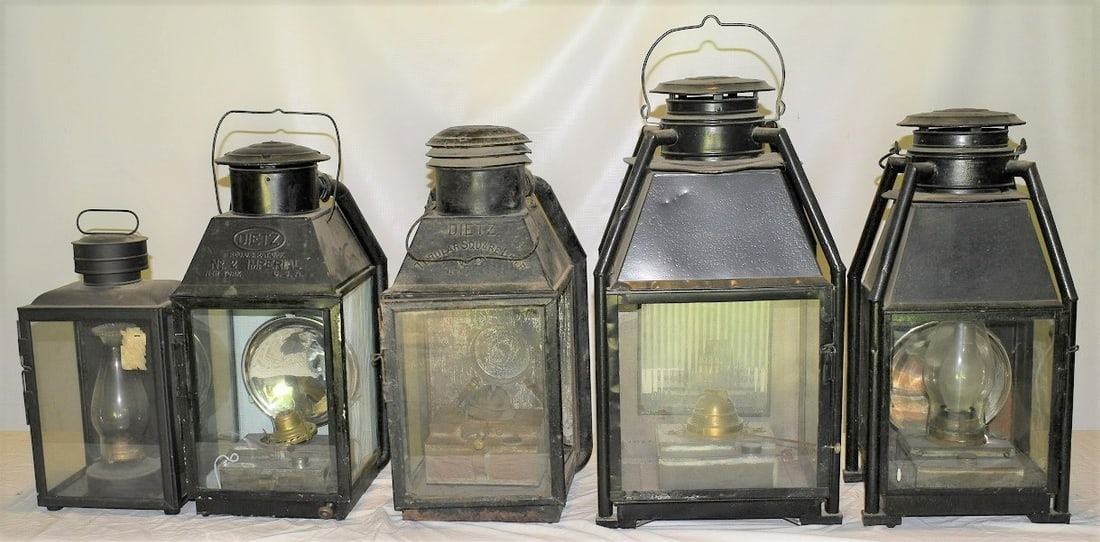 LOT (5) EARLY TOLEWARE RAILROAD LANTERNS, 19TH C. (1 of 20)