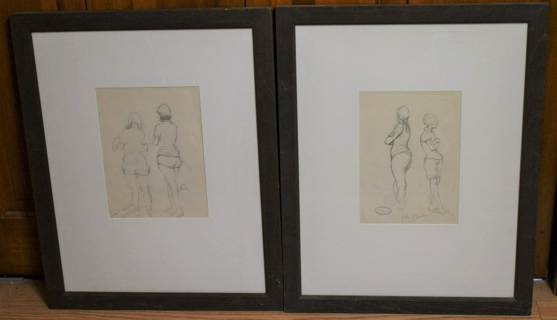 (2) GRAPHITE SKETCHES, DANIEL CELENTANO, ESTATE STAMP (1 of 10)