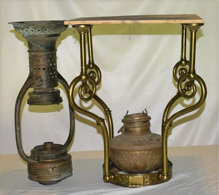 (2) EARLY PALACE/PULLMAN BRONZE/BRASS CEILING FIXTURES (1 of 13)