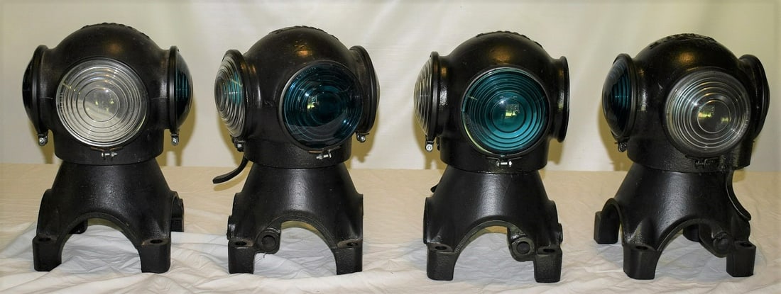 (4) VINTAGE RAILROAD CANNON BALL LANTERNS, 19/20TH C. (1 of 13)