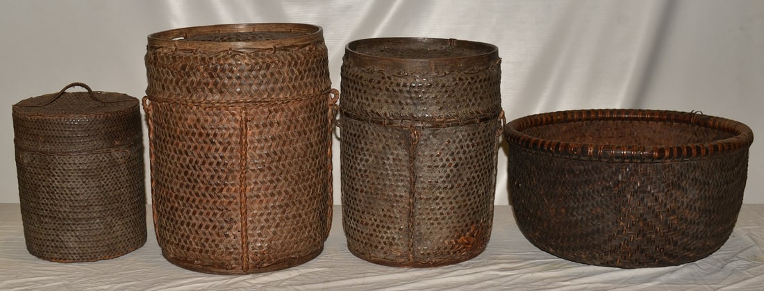 LOT (4) ORIENTAL/JAPANESE WOVEN BASKETS, 19/20TH C. (1 of 12)