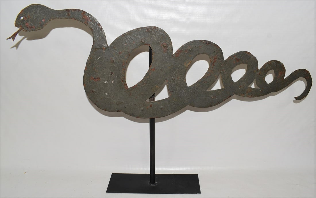 RARE PAINTED SHEET STEEL SERPENT WEATHERVANE (1 of 7)
