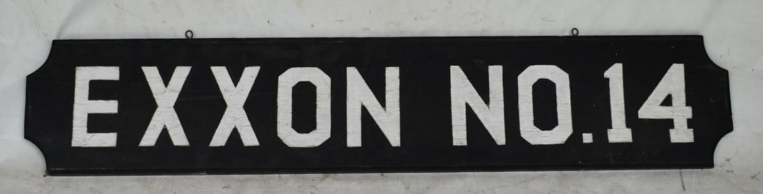 EXXON NO. 14 TUGBOAT SIGN, 19/20TH C., 10" X 53" (1 of 5)