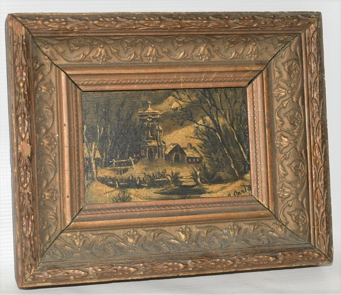 O/P CONTINENTAL LANDSCAPE WINTER SIGNED J. CARTON (1 of 8)