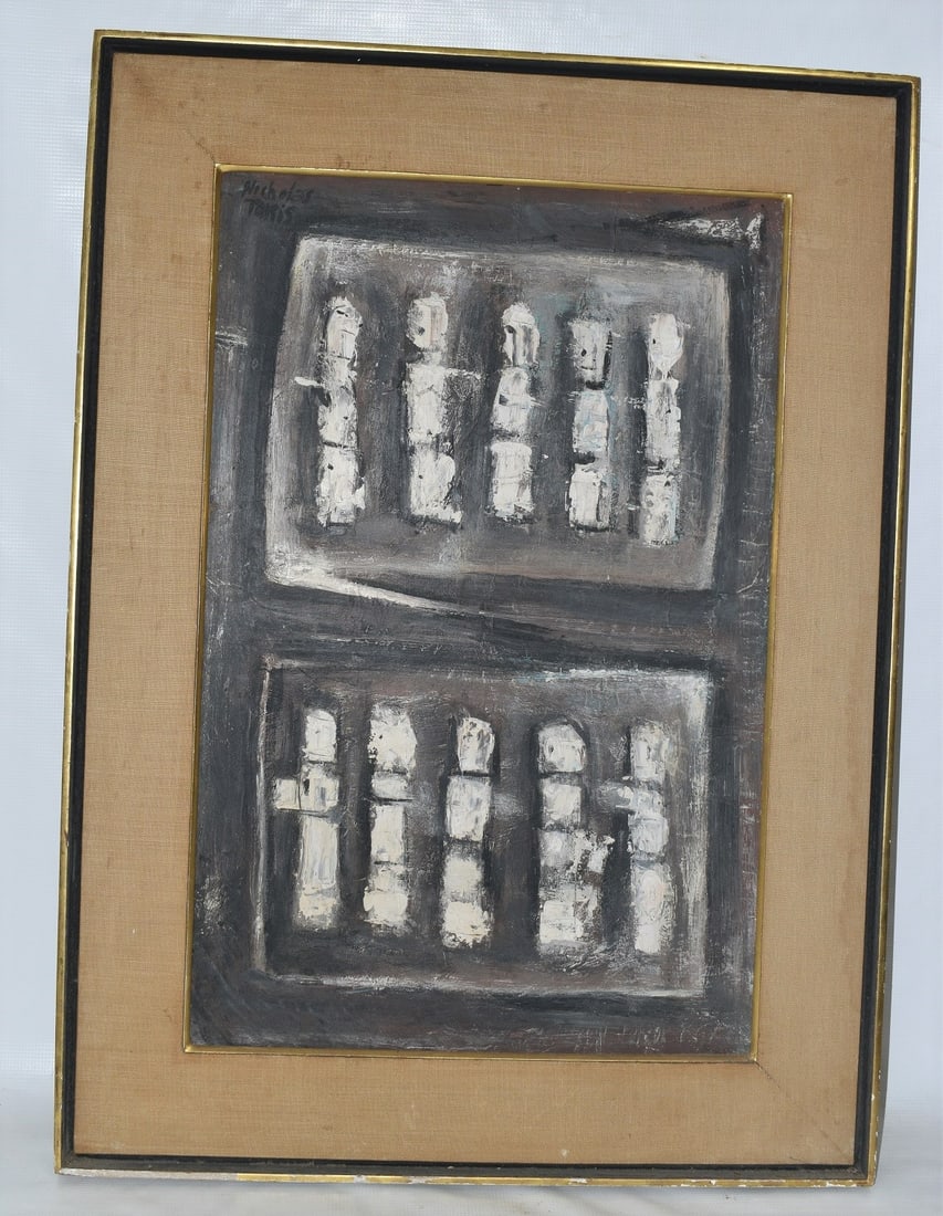 O/P ABSTRACT SIGNED NICHOLES TAKIS (1903-1965 NY, NY) (1 of 13)