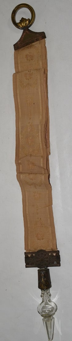 VICT. CRYSTAL/HOME SPUN CLOTH BELL PULL/SERVANT CALL (1 of 11)