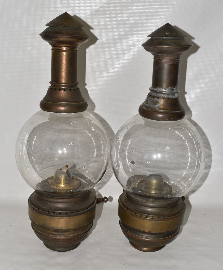 PAIR VICTORIAN NAUTICAL BRASS TUG BOAT SIDE LAMPS (1 of 11)