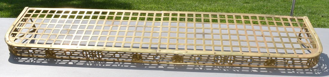 LARGE DECO CAST BRASS PULLMAN TRAIN CAR LUGGAGE RACK (1 of 6)
