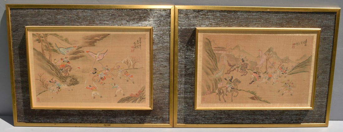 LOT (2) JAPANESE W/C BATTLE SCENES, C. 1930/50 (1 of 16)
