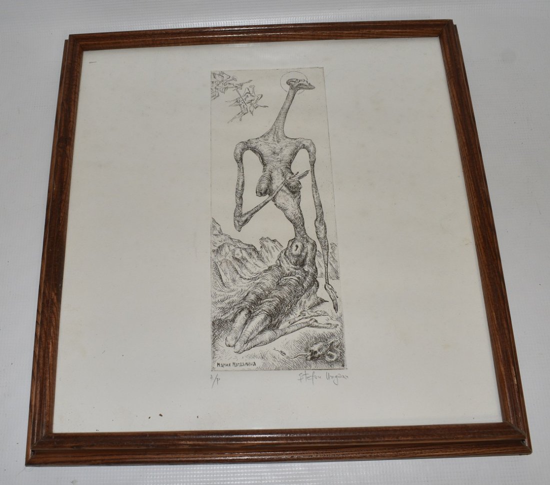 ETCHING SURREALIST SIGNED STEFAN UNGARY TITLED IN PLATE (1 of 6)