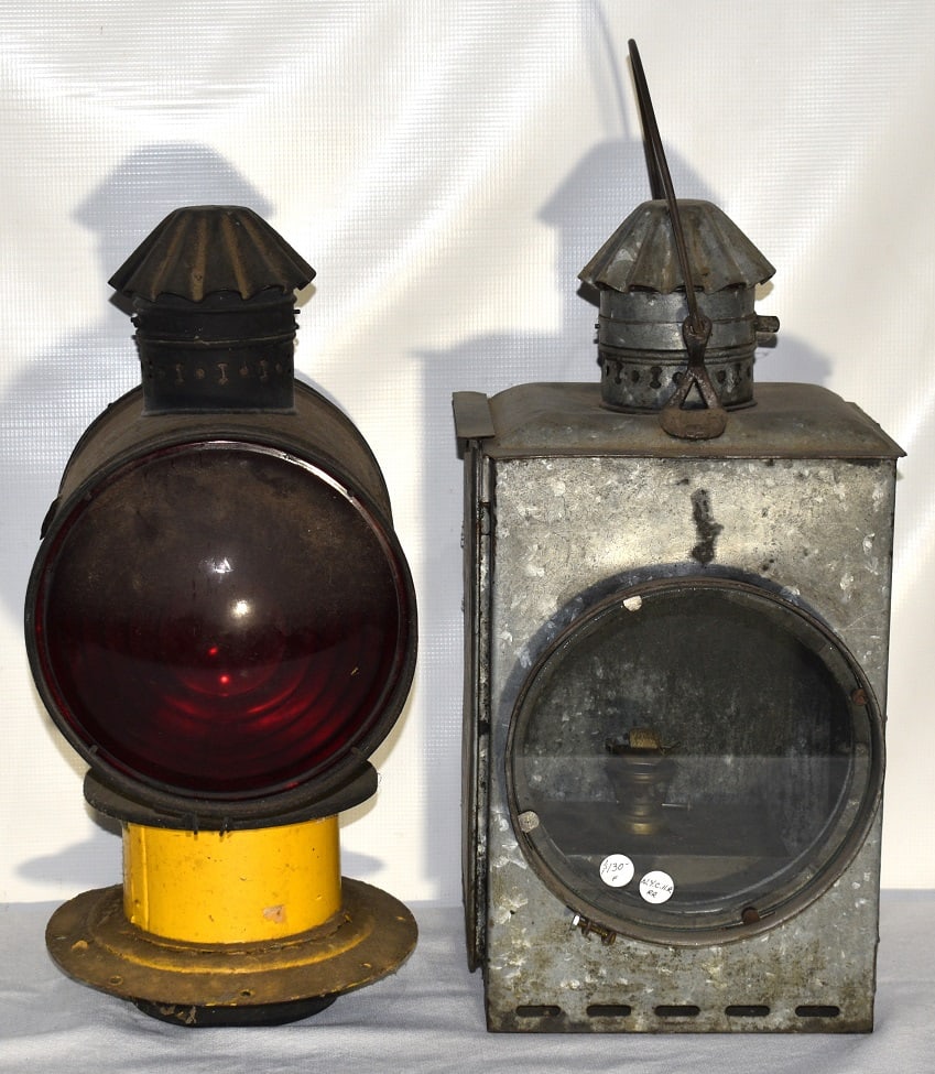 (2) EARLY RAILROAD LANTERNS INCL. NYC & HRR, D & H CO.: LOT (2) EARLY RAILROAD LANTERNS INCL. NYC & HRR, D & H CO., 19TH C.
