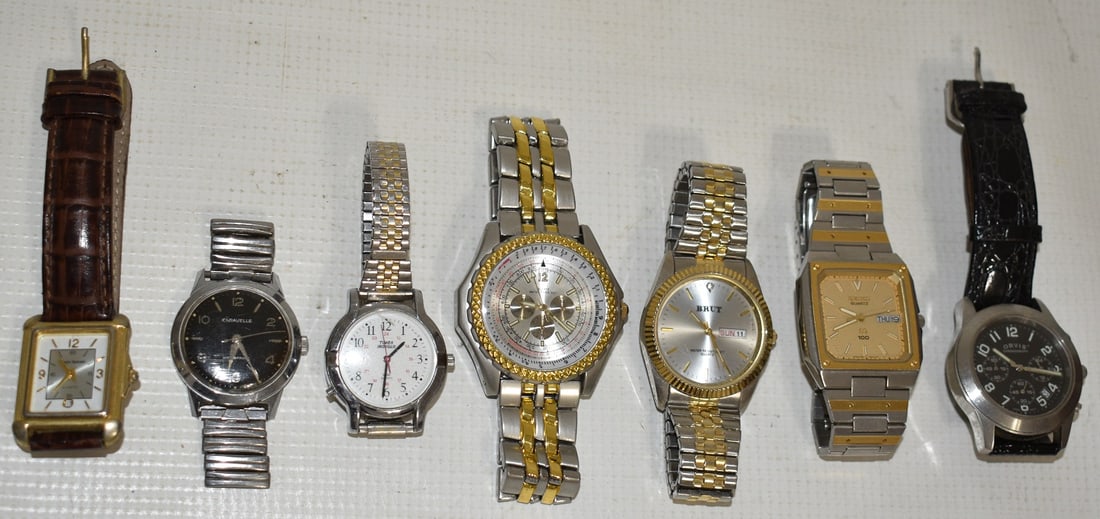 7 ASST. VINT. WATCHES INCL. SEIKO, ORVIS, ORFINA, ETC.: LOT (7) ASSORTED VINTAGE WATCHES INCL. SEIKO, ORVIS, ORFINA, ETC.