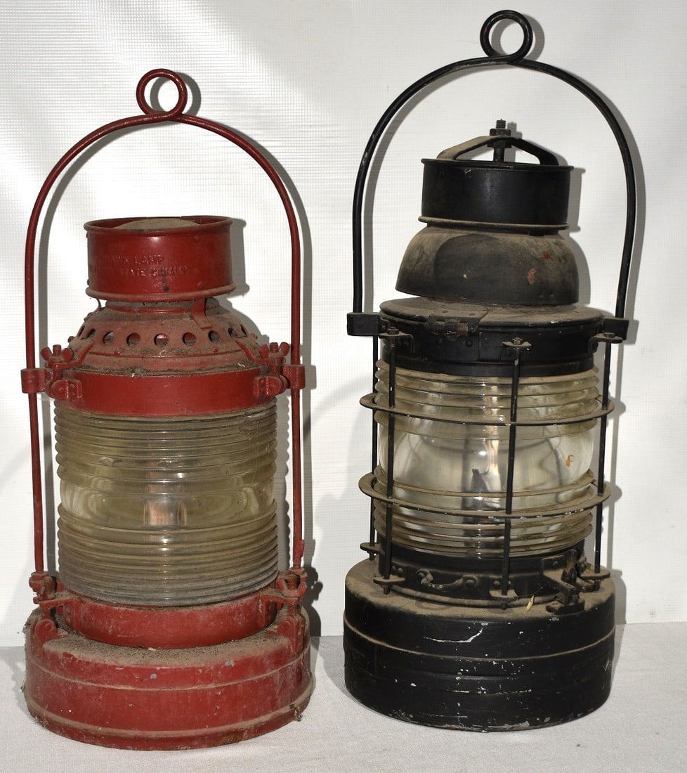 LOT (2) EARLY RAILROAD BRIDGE LANTERNS, 19/20TH C.: LOT (2) EARLY RAILROAD BRIDGE LANTERNS, 19/20TH C.