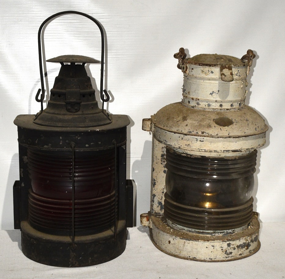 LOT (2) EARLY RAILROAD BRIDGE LANTERNS, 19/20TH C.: LOT (2) EARLY RAILROAD BRIDGE LANTERNS, 19/20TH C.