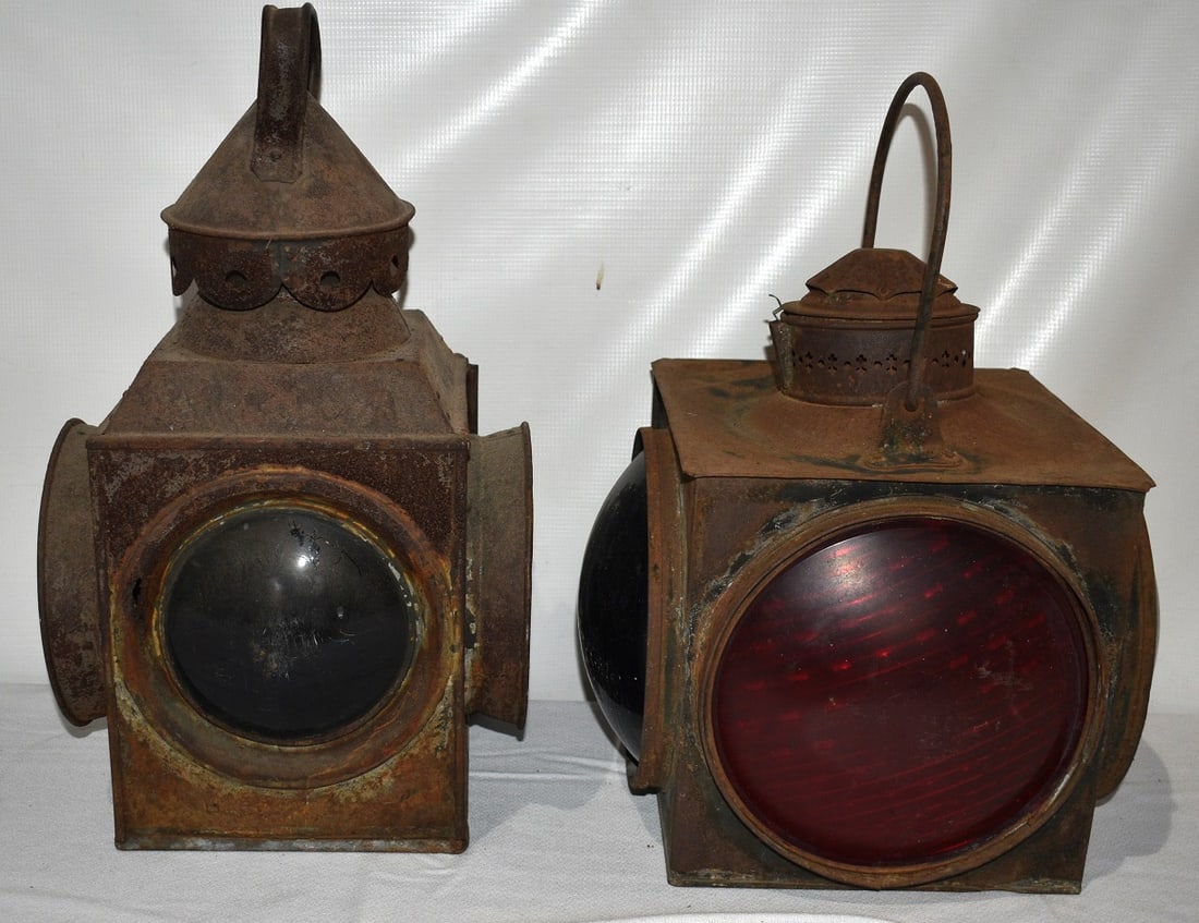 LOT (2) EARLY RAILROAD LANTERNS INCL. O.C. RR, 19TH C.: LOT (2) EARLY RAILROAD LANTERNS INCL. O.C. RR, 19TH C.